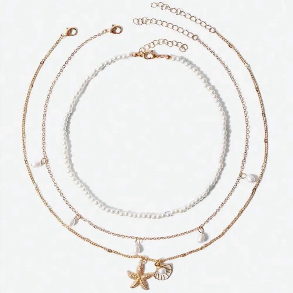 Elegant Pearl Layered Necklace Set M593